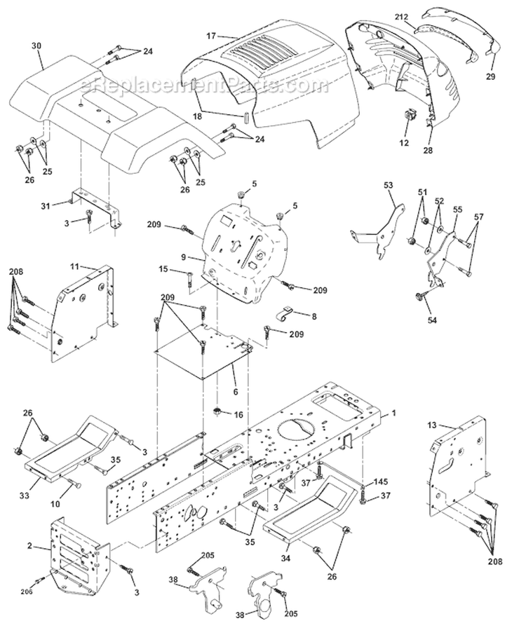 Page B Diagram and Parts List for WE13T38D  Weed Eater Lawn Tractor